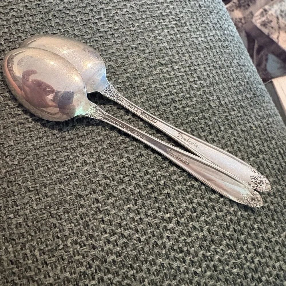SET TWO International Sterling Silver Prelude Demitasse Spoon 4.25